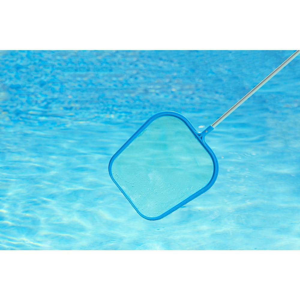 Blue Polypropylene Pool Leaf Skimmer with 4-Foot Aluminum Pole