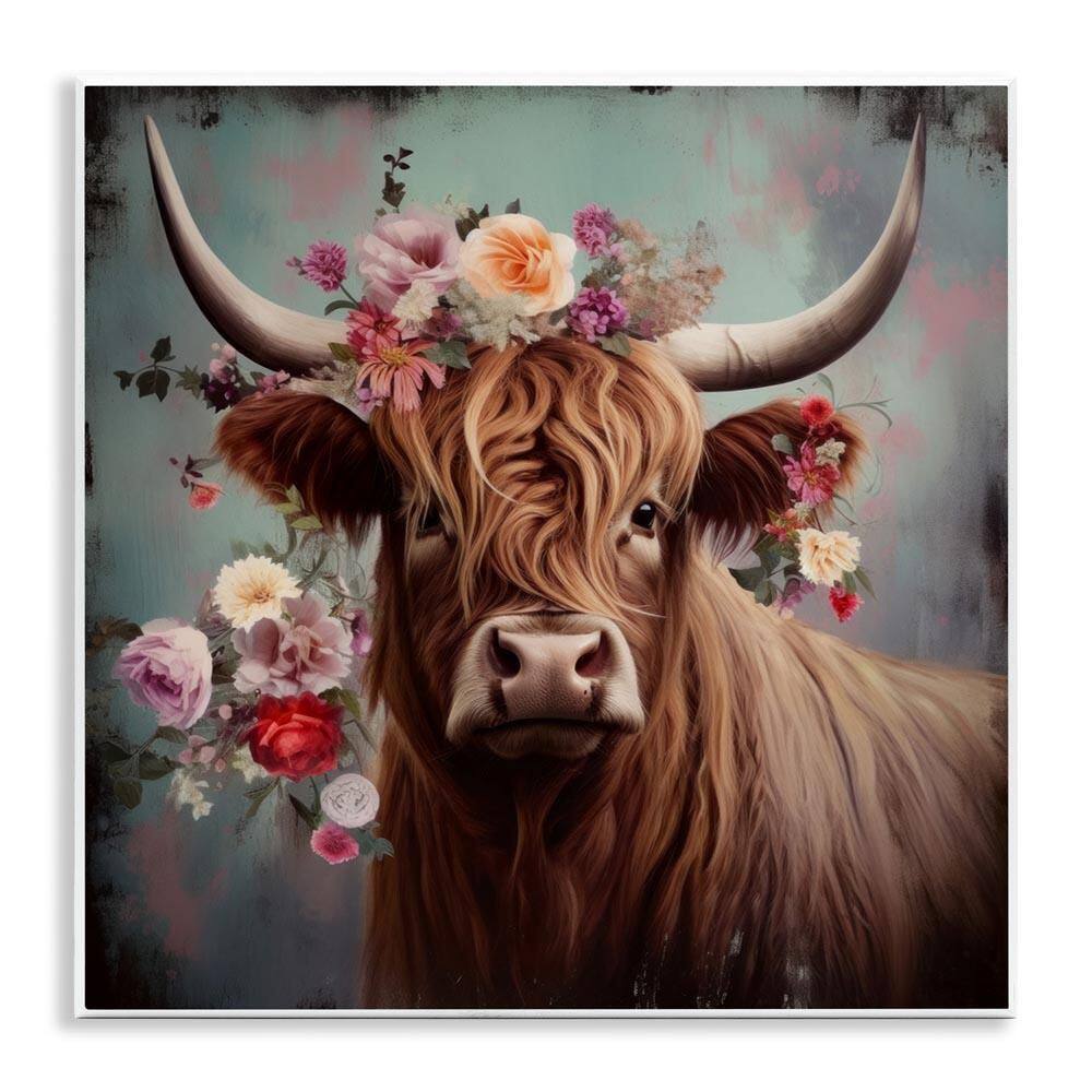 Cow with Vintage Florals by Irena Orlov Unframed Graphic Art Print Animal 12 in. x 12 in. price history on PriceWatchPro