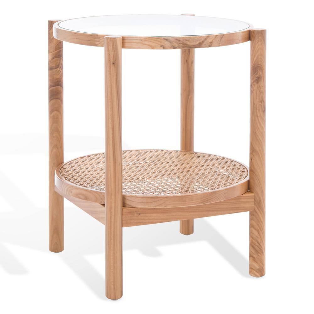 Karyna 22.5 in. Natural Round Glass End Table - thumbnail 2