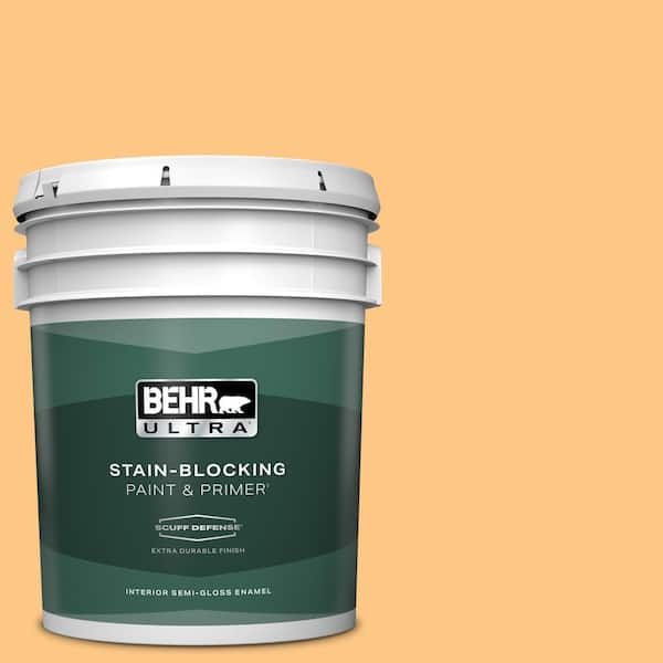 BEHR ULTRA 5 gal. #P240-4 Mango Tango Extra Durable Semi-Gloss Enamel Interior Paint & Primer