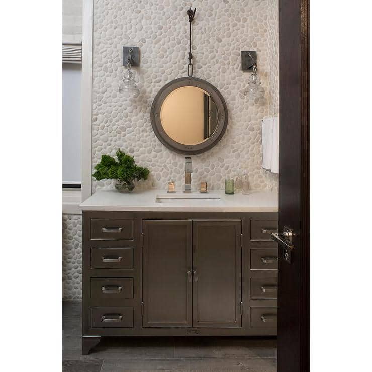 White Honed Natural Stone Pebble Mosaic Tile