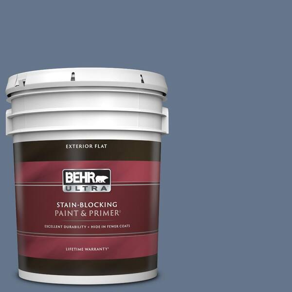 BEHR ULTRA 5 gal. #BXC-75 Saltbox Blue Flat Exterior Paint & Primer