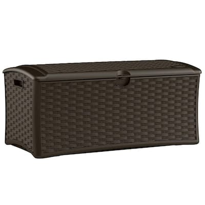 Hampton Bay 130 Gal. Brown Resin Wood Look Outdoor Storage Deck Box with  Lockable Lid HBDB130WLJ-GS - The Home Depot