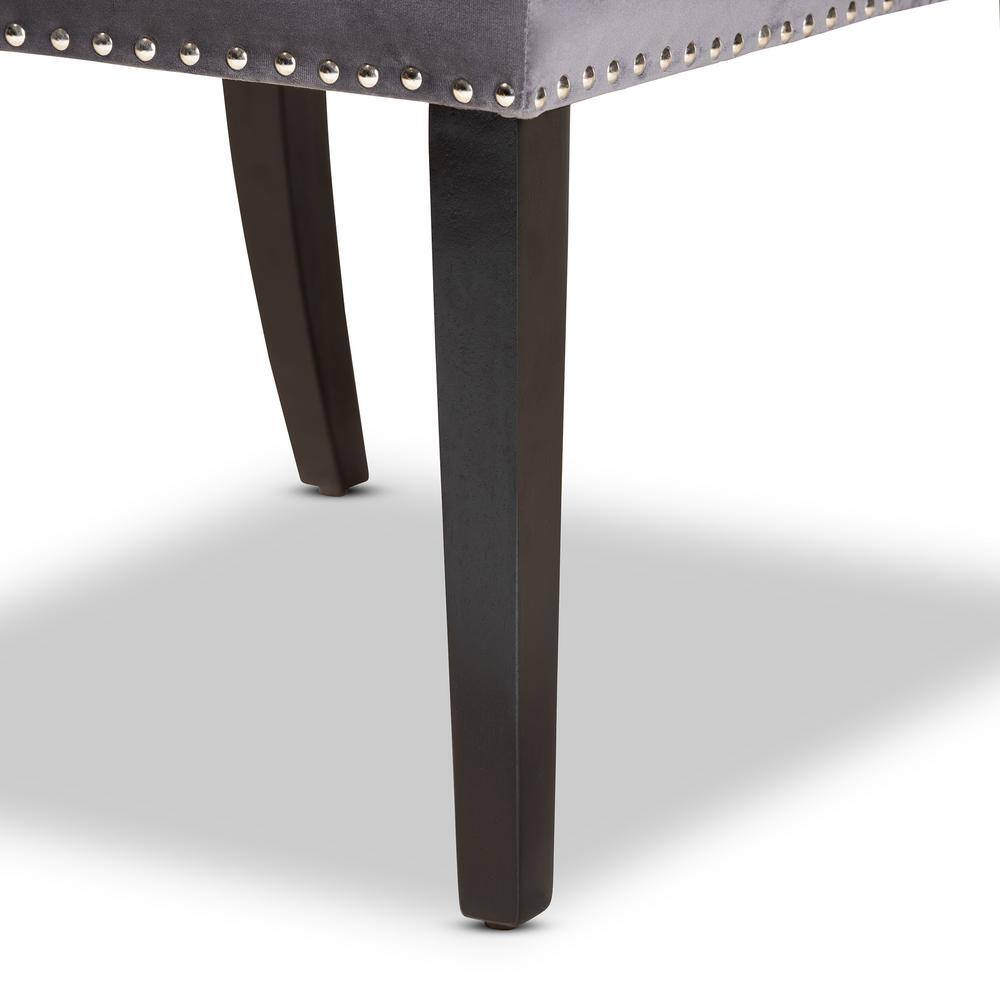 Elevate 42" Grey Velvet & Wood Wingback Dining Chair with Nailhead Trim