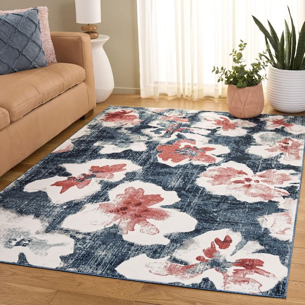 Utopia 7 ft. x 10 ft. Blue/Pink Floral Area Rug