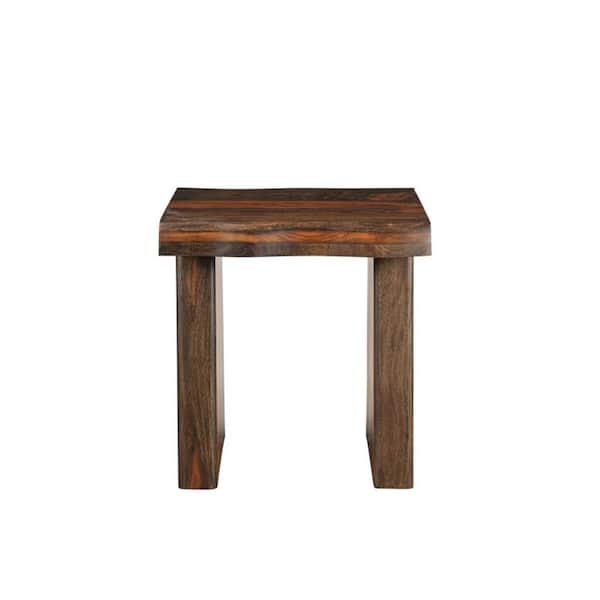 21 in. Dark Brown Square Wood End Table