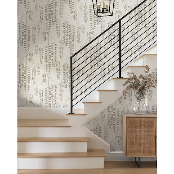 60.75 sq.ft. Cream Deco Wisteria Wallpaper