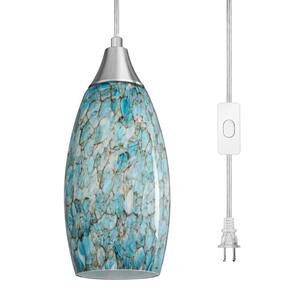 EDSHINE 60 -Watt 1-Light Brushed Nickel Shaded Pendant Light with Etched Glass Shade, No Bulbs Included