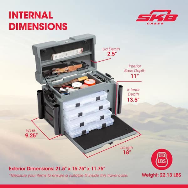 SKB Large Tackle Box, 4-Drawers with Dividers and 2-Soft Exterior Pockets,  Gray 2SKB-7200 - The Home Depot