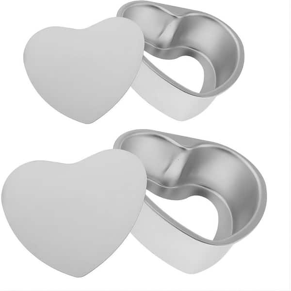 Heart Series 2-Piece Aluminum Cake Pan Set Heart Shaped Removable Bottom Springform Mold for Baking