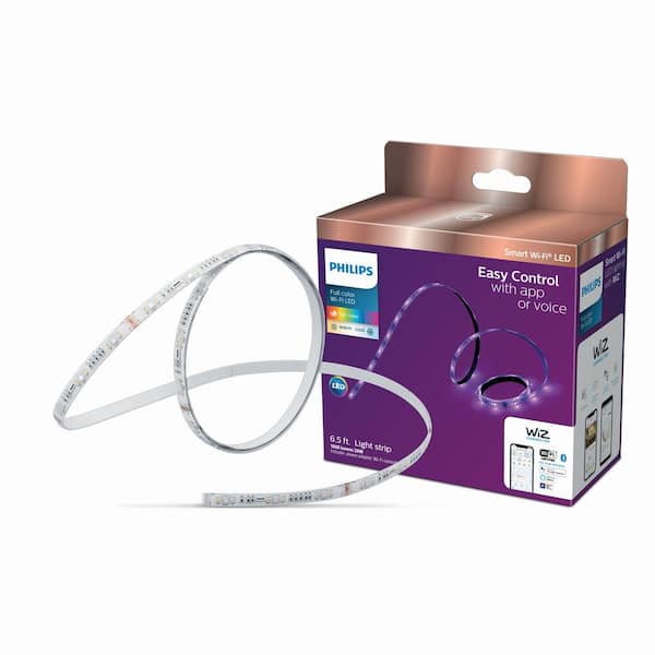 Philips 6.6 ft LED Smart Wi-Fi Color Light Strip Base Kit Powered by WiZ with Bluetooth (1-Pack) 560755 - The Home Depot
