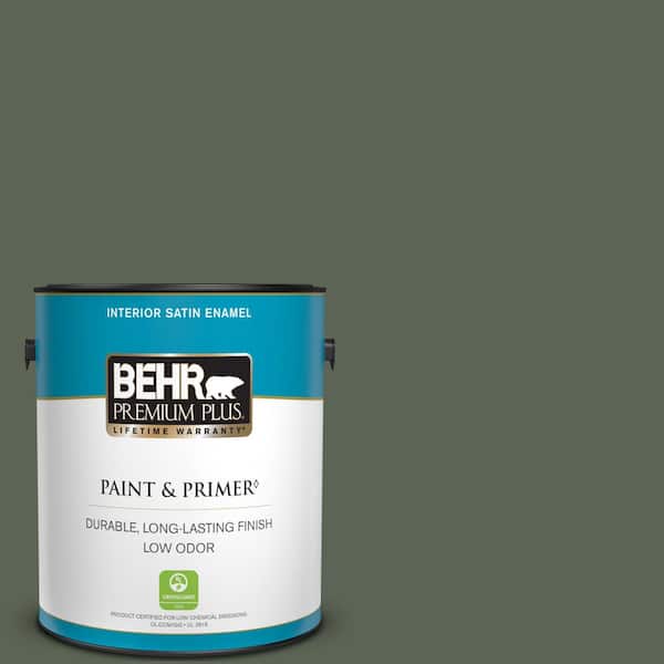 BEHR PREMIUM PLUS 1 gal. #T13-16 Pine Cone Pass Satin Enamel Low Odor Interior Paint & Primer