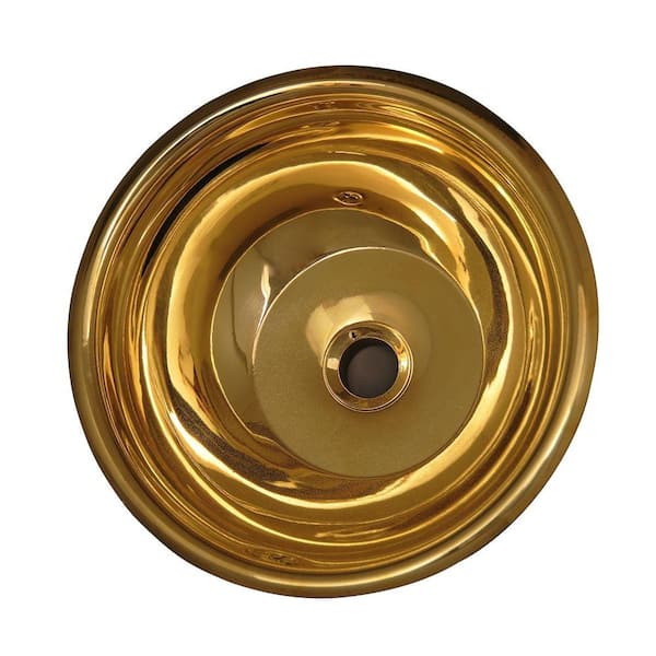 Pegasus Self-Rimming Round Bathroom Sink in Polished Brass-DISCONTINUED