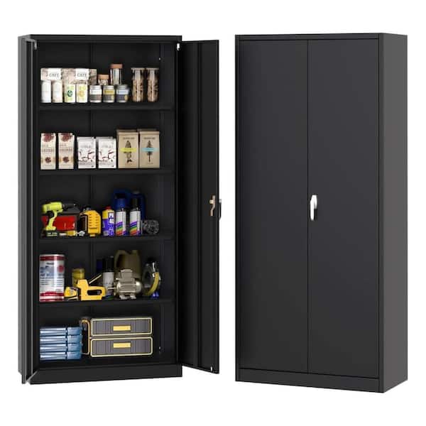 Lockable Steel Storage Cabinet, Tool Organizer with 4 Adjustable Shelves for Home Garage Office Workshop