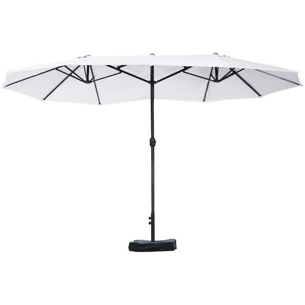 Outsunny 15 ft Steel Market Umbrella Patio Umbrella in Beige