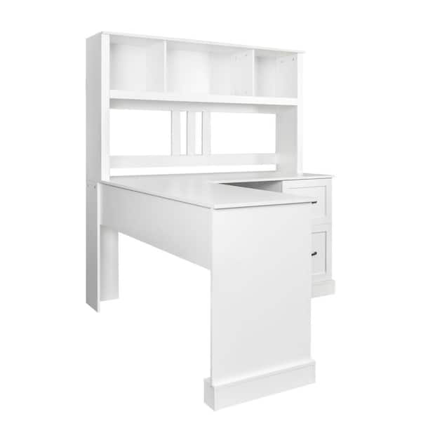 White corner desk with on sale hutch and drawers