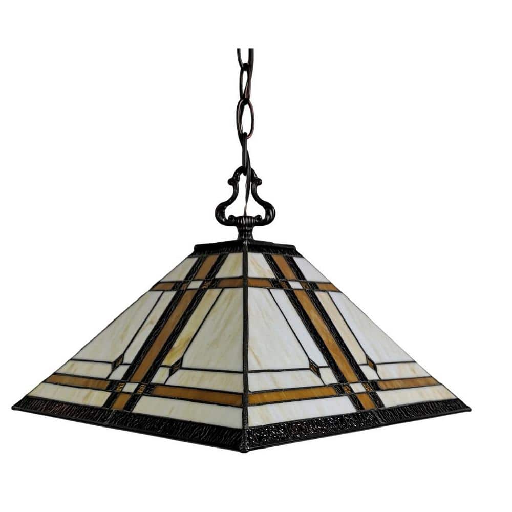 Tiffany Style 18" Brown Stained Glass Pendant Lamp