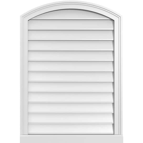 Ekena Millwork 26 in. x 36 in. Arch Top Surface Mount PVC Gable Vent: Functional with Brickmould Sill Frame