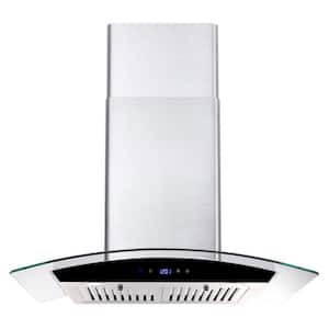 30 in. 700 CFM Wall Mounted Range Hood in Silver with Tempered Glass Touch Panel Control Vented LEDs