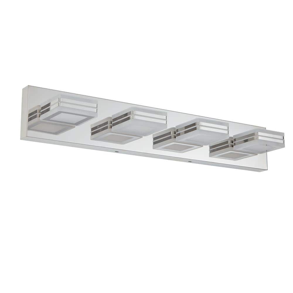 25.6 in. 4-Light Chrome LED Vanity Light Bar Modern Bath Wall Lighting Acry