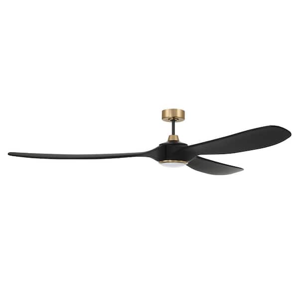 CRAFTMADE Envy 72 in. Indoor/Outdoor Flat Black and Satin Brass Ceiling Fan with Smart Wi-Fi Enabled Remote & Integrated LED Light