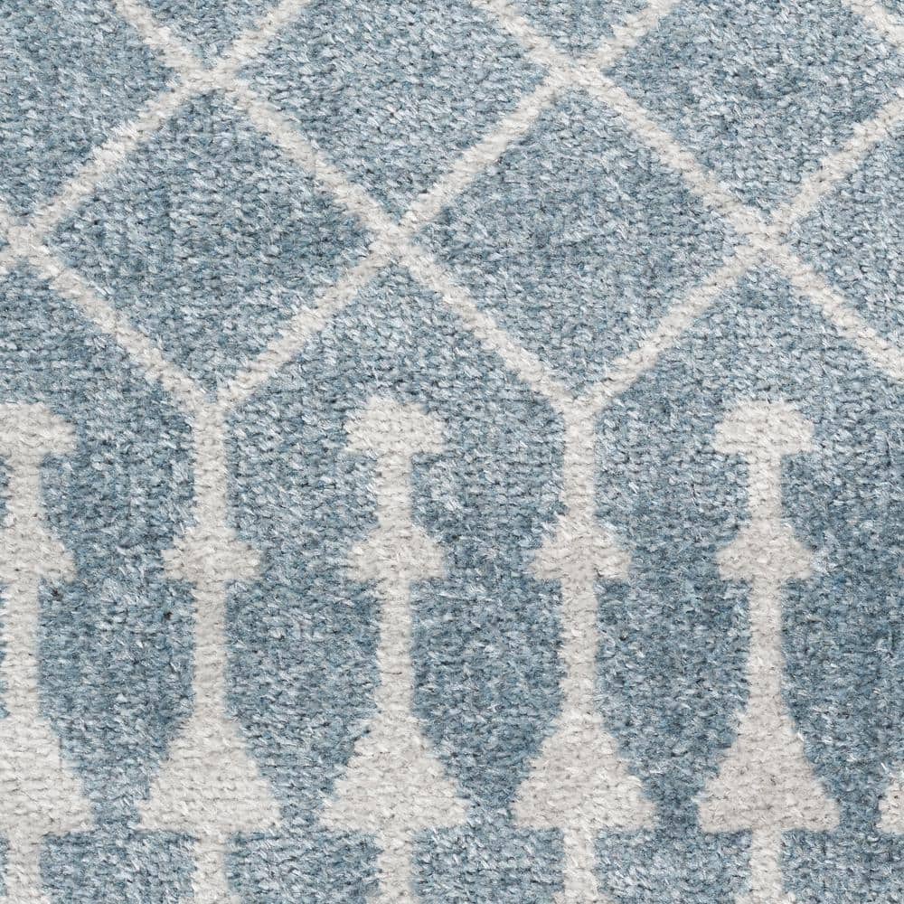 Blue and Ivory Moroccan Trellis 8' x 10' Washable Area Rug