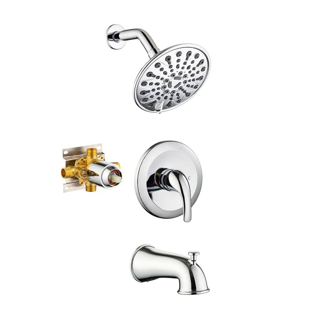 FLG Single Handle 1-Spray Tub And Shower Faucet 1.8 GPM Brass 6 In ...