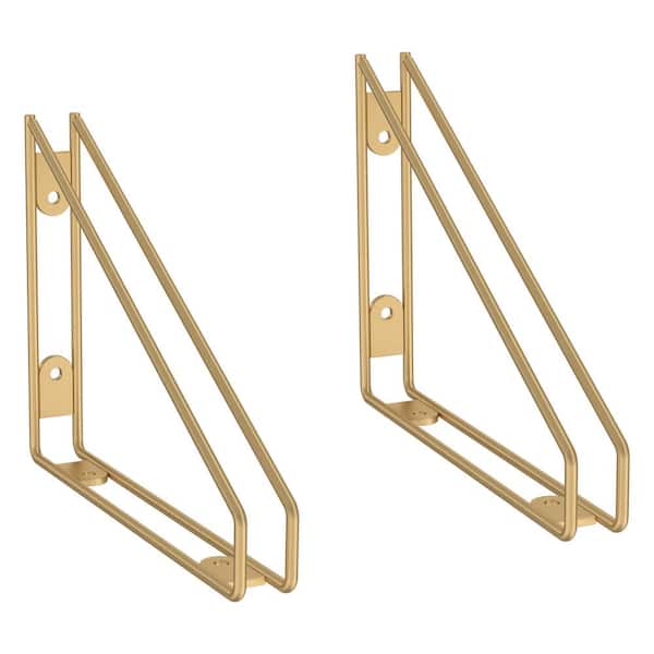 2-Pack 6.6 in. x 8.6 in. Wireframe Satin Gold Shelf Bracket