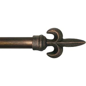 80 in. - 160 in. Antique Bronze Fleur de Lis Metal Drapery Single Rod Set