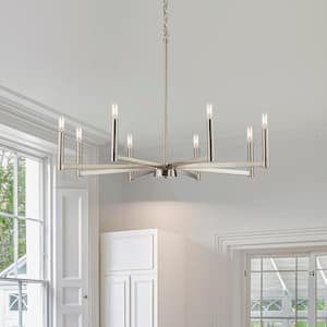 Galea 8-Light Linear Candle Style Classic Nickel Chandelier