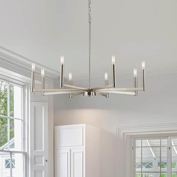EDISLIVE Galea 8-Light Linear Candle Style Classic Nickel Chandelier