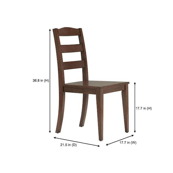 Walnut Brown Finish Dining Chair with Ladder Back (Set of 2)