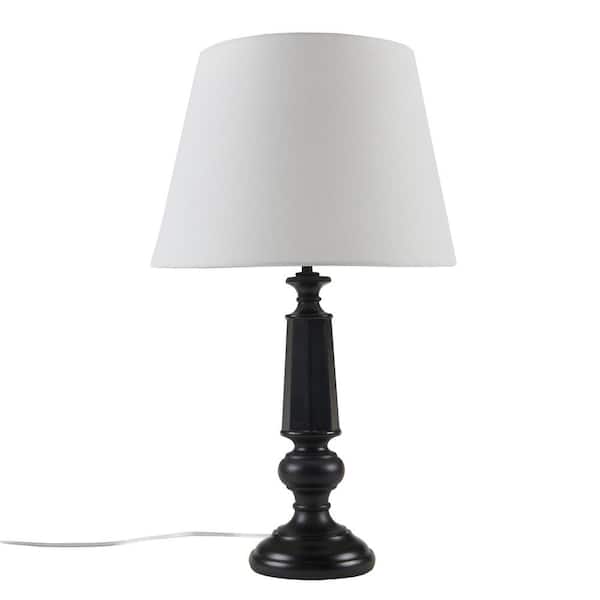 MARTHA STEWART Landsdown 24.25 in. Black Faceted Table Lamp
