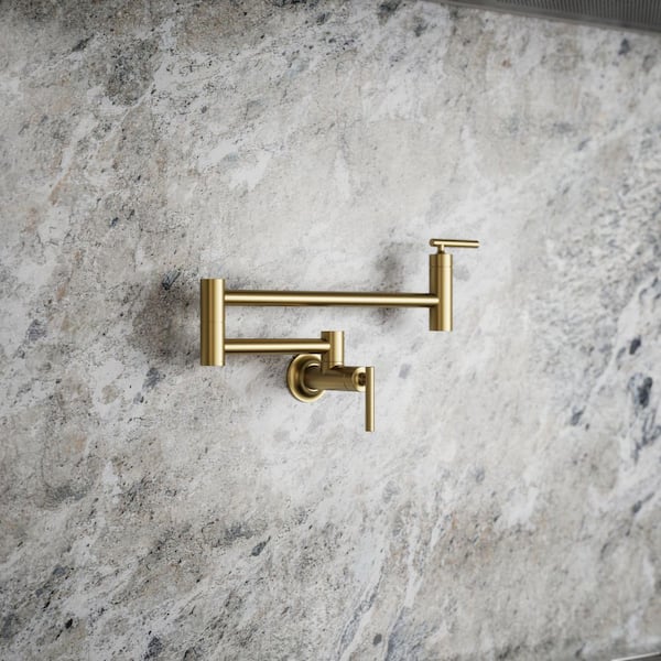 Wall Mount Pot Filler in Vibrant Brushed Moderne Brass