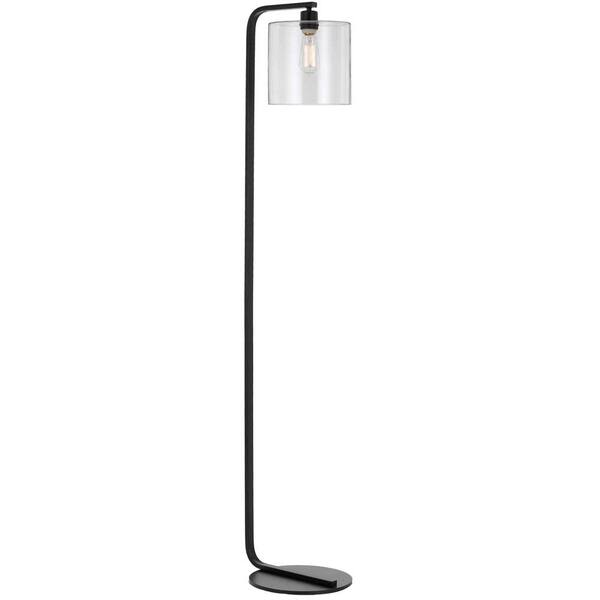 AF Lighting Lowell 60.5 in. Black Floor Lamp with Clear Glass Globe