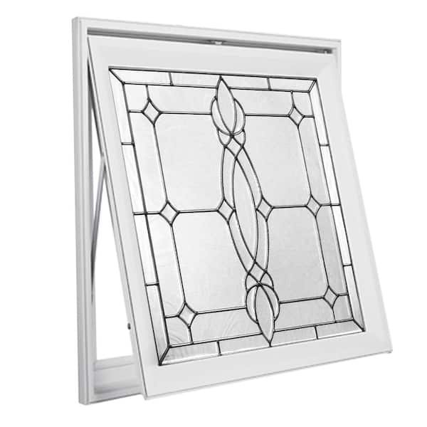 Hy-Lite 28.5 in. x 28.5 in. Decorative Glass Awning Vinyl Window - White