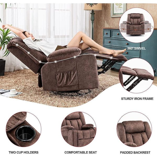 ComHoma Fabric Swivel Recliner with Rocking Recliner Chair