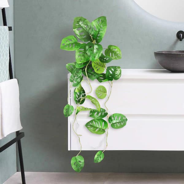 36 in. Artificial Swiss Cheese Philodendron Monstera Leaf Vine