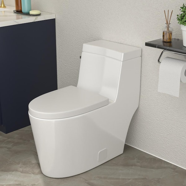 LORDEAR 1-Piece 1.28 GPF Single Flush Elongated Toilet Comfort Height Floor Mounted in Ceramic White