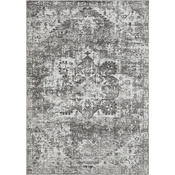 LOOMAKNOTI Rhane Alemern Gray 7 ft. 10 in. x 9 ft. 10 in. Oriental Polypropylene Area Rug