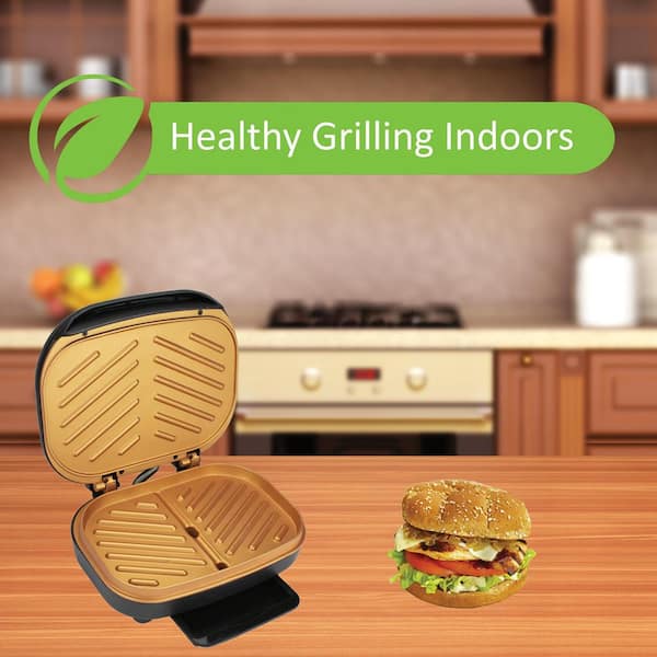 2-Serving Electric Indoor Grill & Panini Press, Black