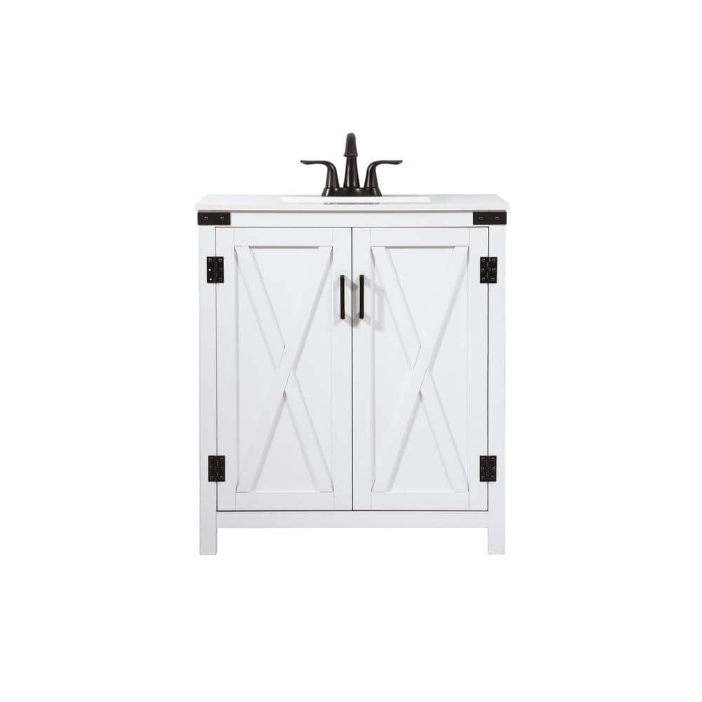 Simply Living 30 in. W x 19 in. D x 34 in. H Bath Vanity in White with Ivor