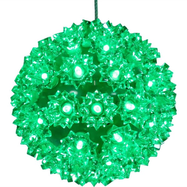 Sunnydaze 5 in. Indoor/Outdoor Green Colored Lighted Ball Hanging Decor