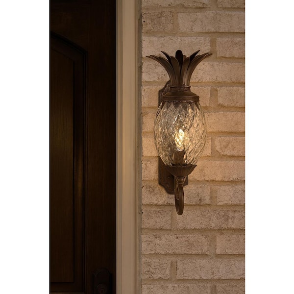 Plantation 1-Light Copper and Bronze Hardwired Outdoor Wall Lantern Sconce