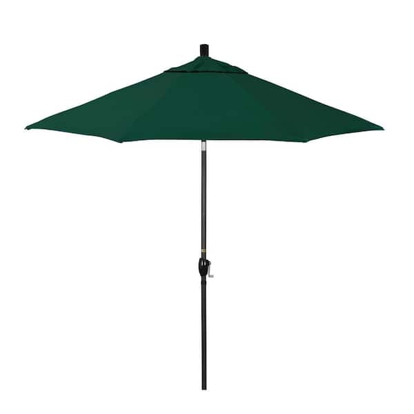 California Umbrella 9 ft. Stone Black Aluminum Market Patio Umbrella with Crank Lift and Push-Button Tilt in Forest Green Pacifica Premium