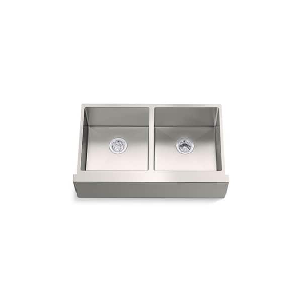 Strive 35-1/2 in. Undermount Double-Bowl Farmhouse Kitchen Sink With Accessories
