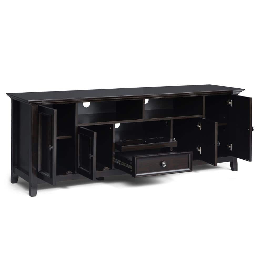 Hickory Brown Solid Wood 72" TV Media Stand with Cabinets