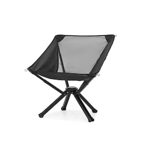 Black Folding Aluminum Camping Chair with Straps for Outdoor Travel Beach