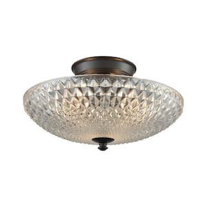 Sweetwater 3-Light Oil Rubbed Bronze with Clear Crystal Glass Semi-Flushmount