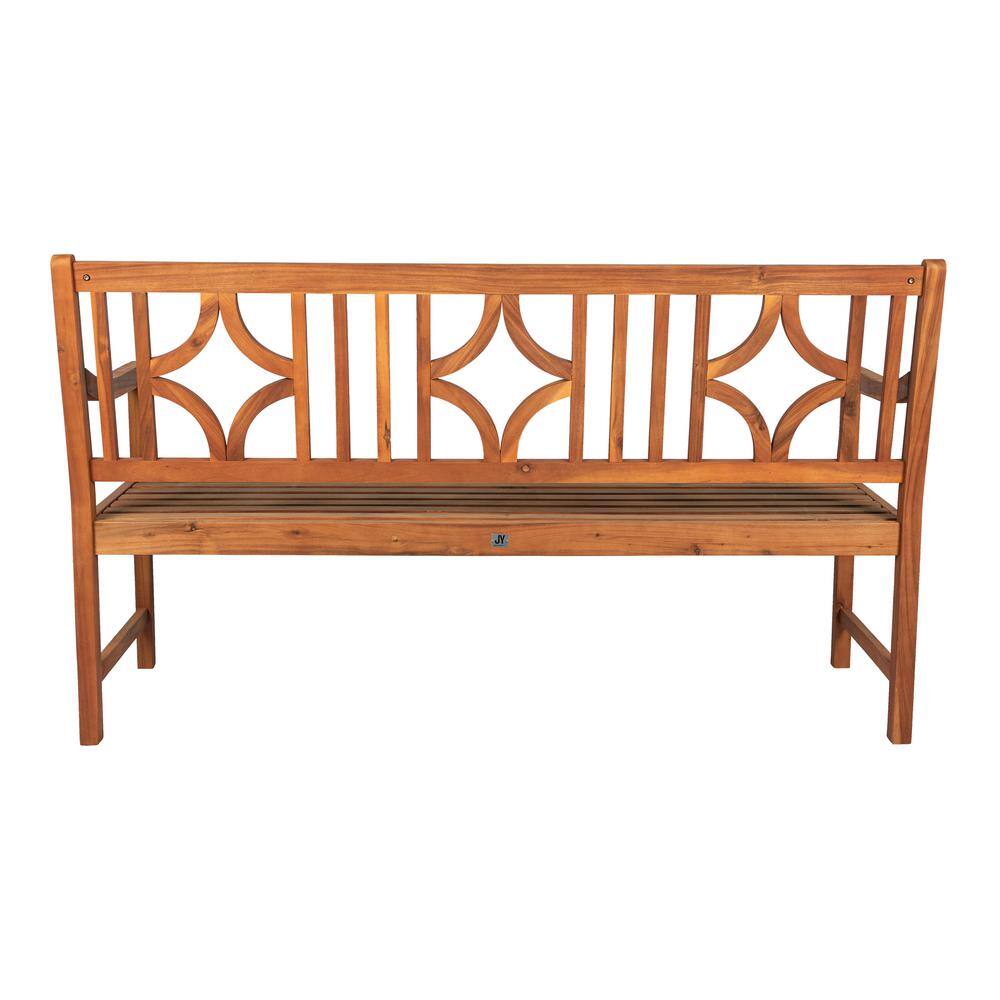 Sloane Teak Acacia Wood 3-Seat Diamond-Back Outdoor Garden Bench